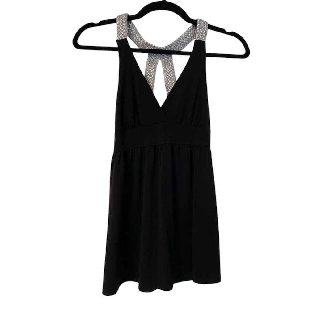Black & Silver Strap Tank Top